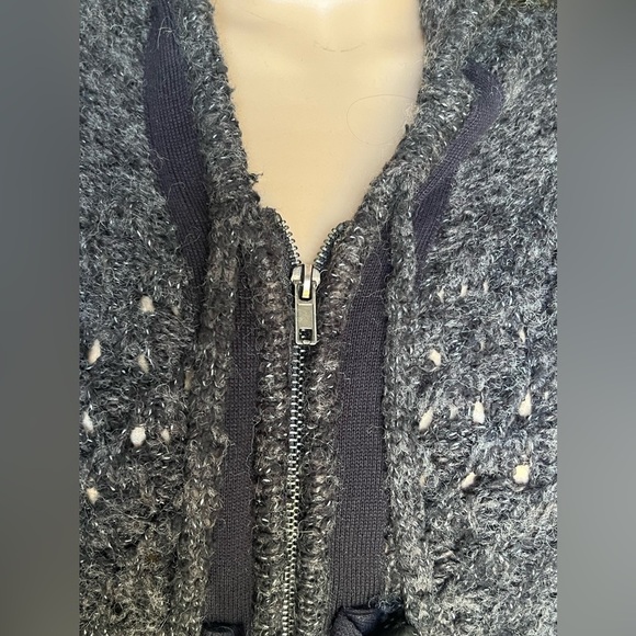 Free People Womens Knit Toggle Sweater Coat with Hood Charcoal Gray Size Medium - Picture 12 of 14